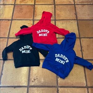 Daddy’s Mini sweatshirts, red & blue & black